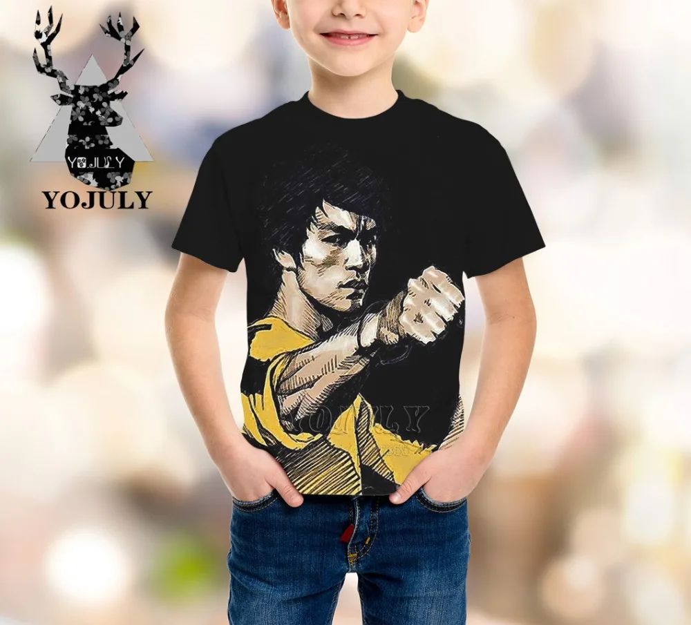Футболка YOJULY 2019 с 3d принтом Брюса Ли для мальчиков и девочек модная футболка