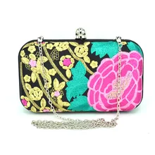 Elegant luxury handmade embroidered flowers retro mini wedding party clutch evening bag Purse handbag women s