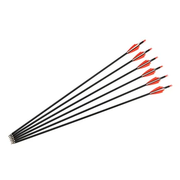 

6/12/24 Pcs Mixed Carbon Arrow 30 Inches Spine 500 Red White Flame Feather for Compound Bow Archery Hunting Shooting