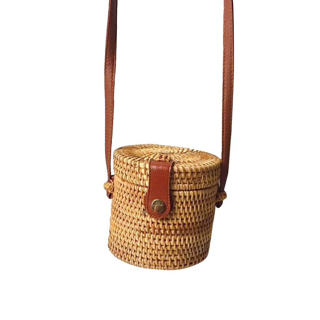 Модные пляжные сумки круглый ручной работы Балийские Круглые ретро Ротанговые соломенные пляжные сумки через плечо для женщин sac paille femme# G4 - Цвет: 4
