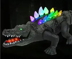 Моделирование Электрический крокодил для игрушка со звуком и светом Большая пластиковая модель животного Дети Электронные Домашние