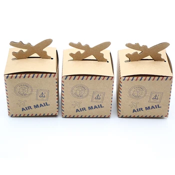 

50pcs/lot Vintage Plane Airmail Favour Carton,Wedding party baby shower Kraft paper Candy Box,Wedding Party Favor Decoration