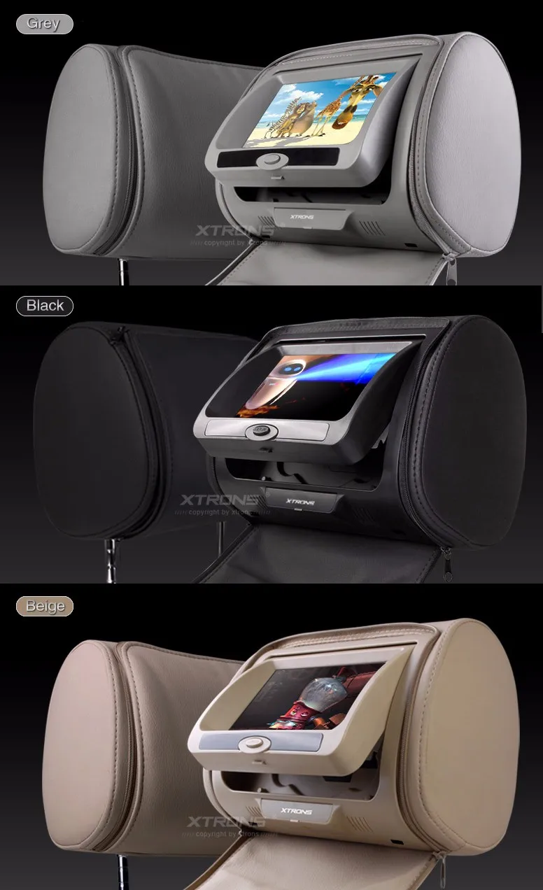 Perfect 2x7" Beige Headrest Car Monitor with DVD Function & USB SD FM Transmitter IR Transmitter & 2 IR Headphones(Black&Grey Optional) 7 Perfect 2x7" Beige Headrest Car Monitor with DVD Function & USB SD FM Transmitter IR Transmitter & 2 IR Headphones(Black&Grey Optional) 7