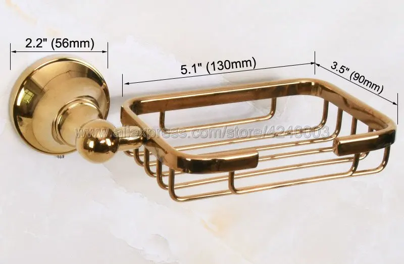 Мыльницы Золотая отделка латунь мыло Настенная Корзина мыльница Аксессуары для ванной комнаты держатель мыла Kba885