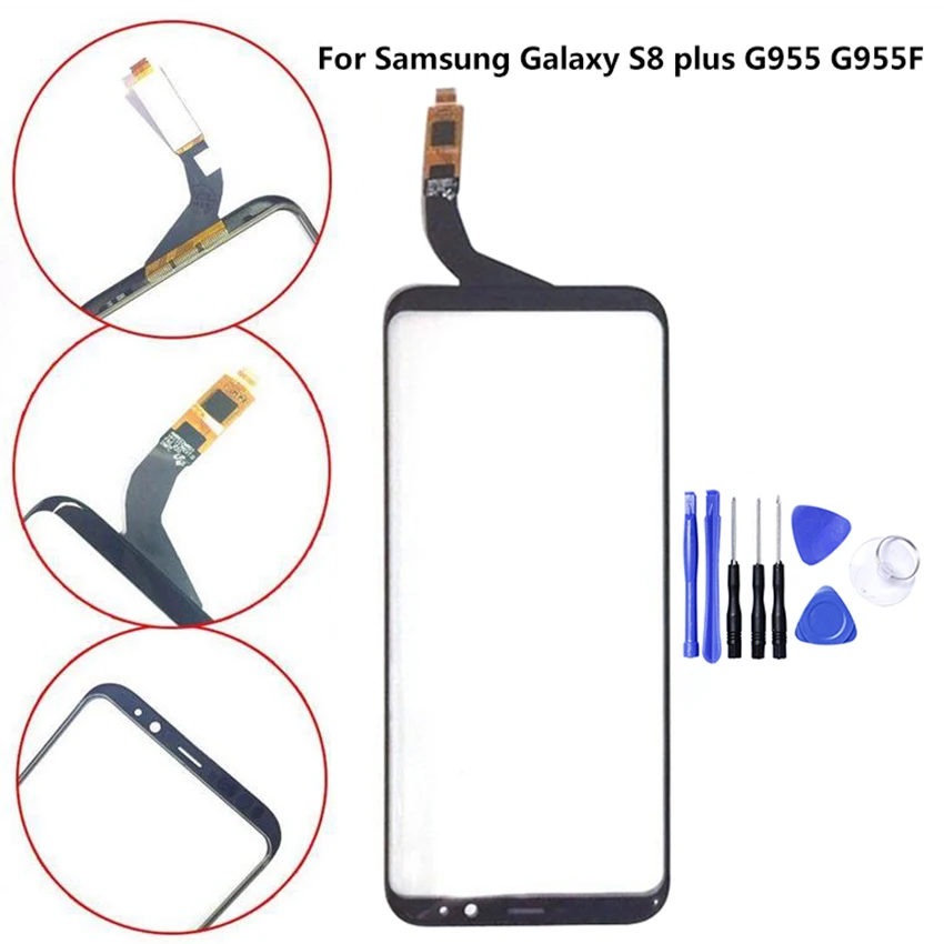 Замена сенсорной панели для Samsung Galaxy S8 Plus G955 Черная передняя внешняя стеклянная