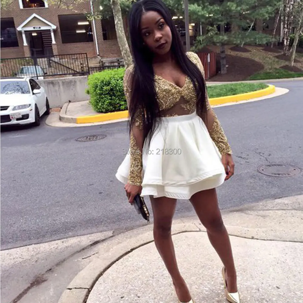 white and gold homecoming dresses