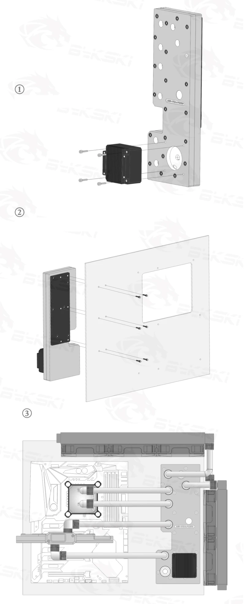 BYKSKI акриловая доска водный канал решение использовать для Phanteks PK518(Evolv X) чехол/процессор GPU Блок/3PIN RGB/акриловый резервуар