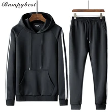 Bumpybeast Толстовка устанавливает мужской Мужская спортивная одежда весна-осень полоса рукав Повседневная chandal hombre trainingspak mannen Азиатские размеры 4XL