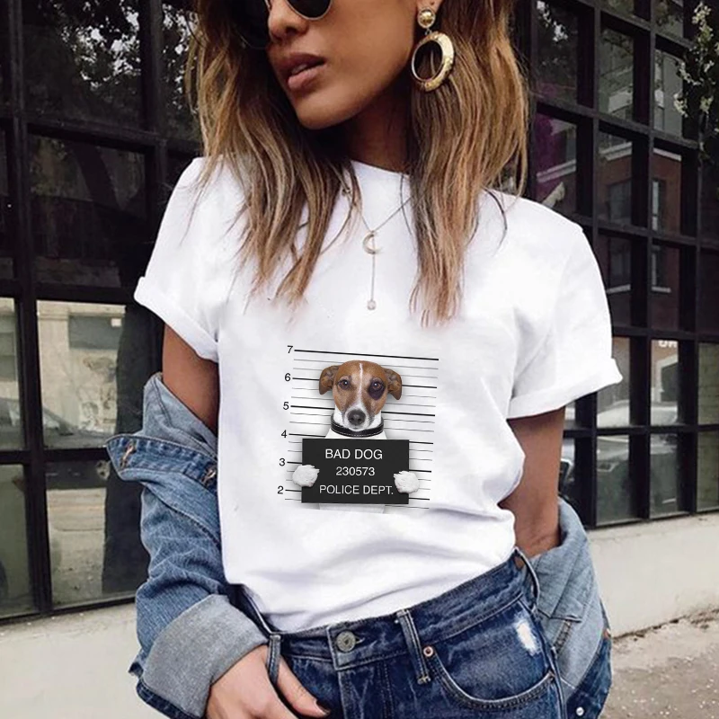 

T Shirts Women 2018 Summer Dog Listening To Music Printing T Shirt Harajuku Kawaii Plus Size Streetwear Camisa Feminina