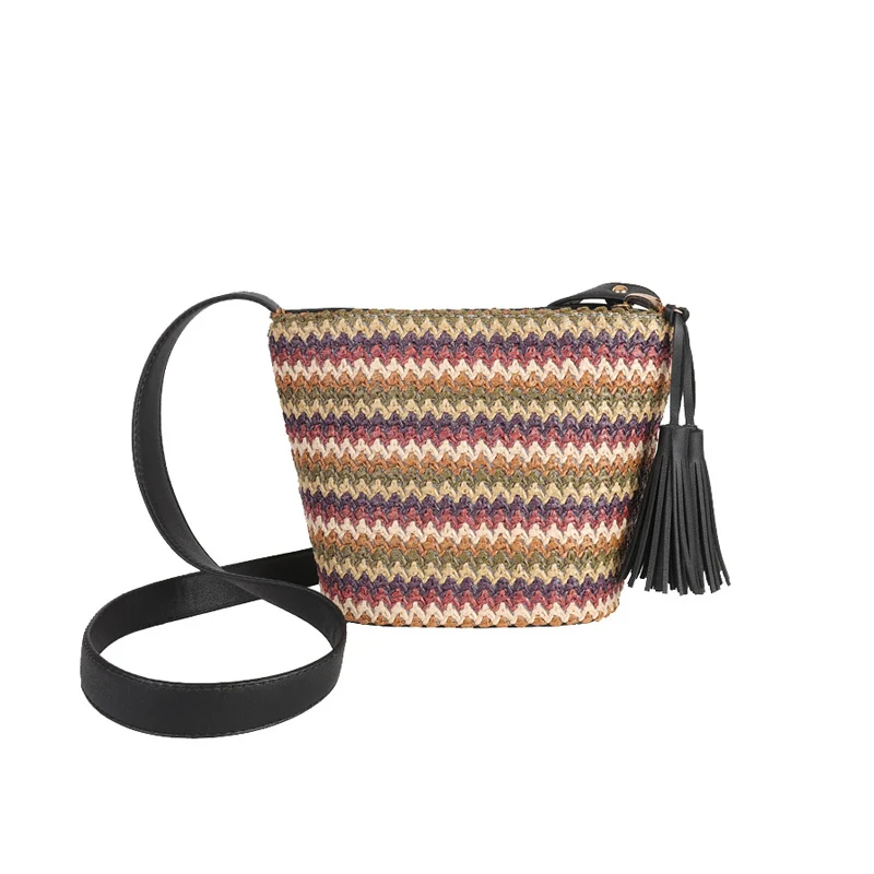 Women Tassel Beach Straw Bag Bohemian Female Summer Holiday Handbag Fashion Woven Lady Shoulder Bag Travel Mini Crossbody SS3272 (8)