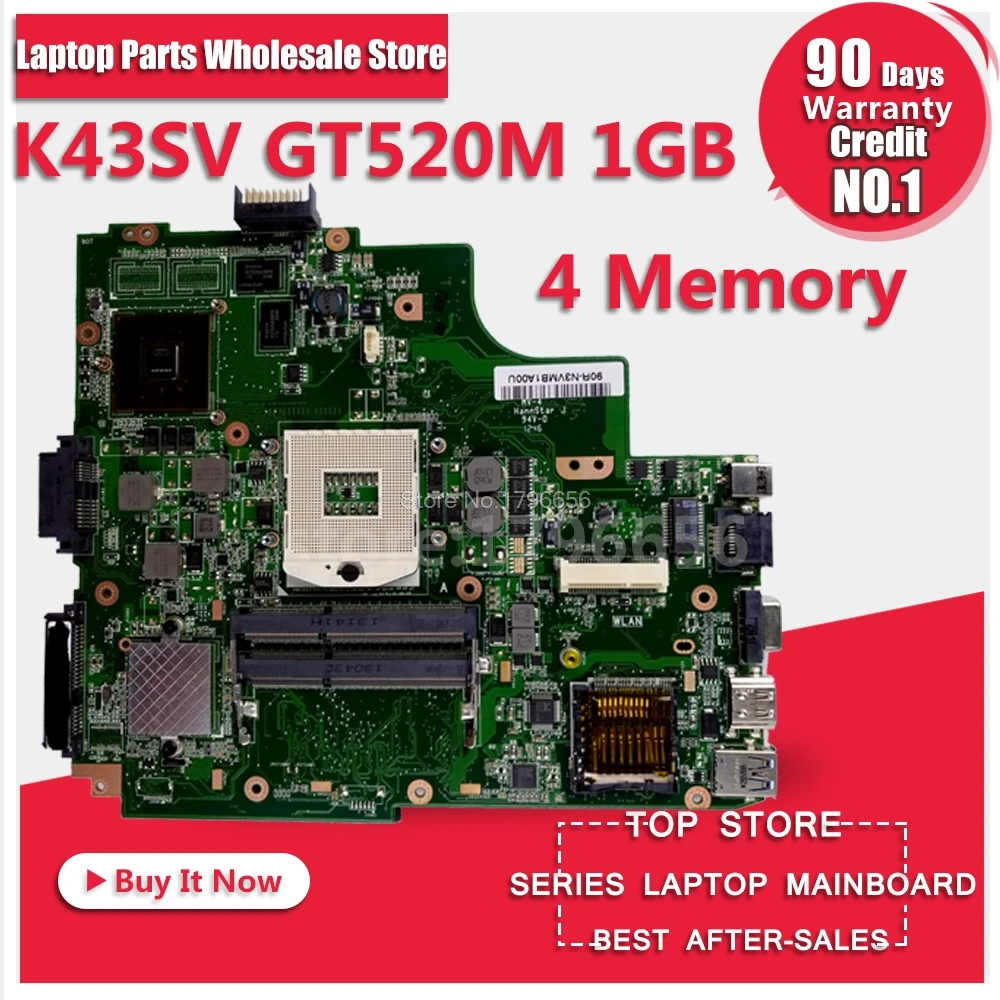 K43SV Motherboard GT520M 1GB For ASUS A43S X43S K43SV K43SJ laptop