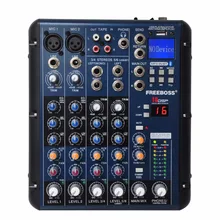 Freeboss – mélangeur Audio professionnel SMR6, Bluetooth, enregistrement USB, 2 Mono + 2 stéréo, 6 canaux, 3 bandes, effet EQ 16 DSP, USB
