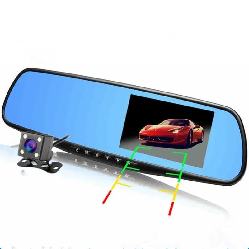 Ecartion 4.3" FHD 1080P Car Mirror DVR Dual Lens Front And Back Camera For Car Rear View Mirror