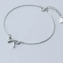 1 шт. цепочка с бантом из стерлингового серебра 925 пробы браслет женские регулируемые ювелирные изделия из стерлингового серебра LS218