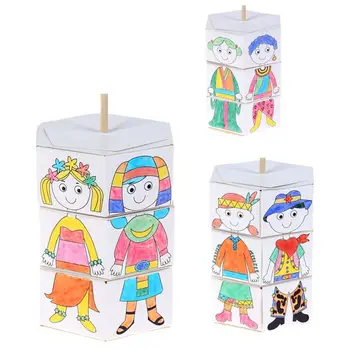 

Children Rotary DIY Paper Colour Matching Rotation Change Clothes Doll Creative Handcraft Puzzle Kindergarten Toys For Children