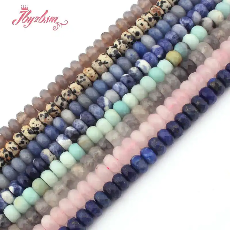 

4x8mm Faceted Rondelle Lapis,Amazonite Beads Natural Stone Beads For DIY Necklace Bracelets Jewelry Making 15" Free Shinpping