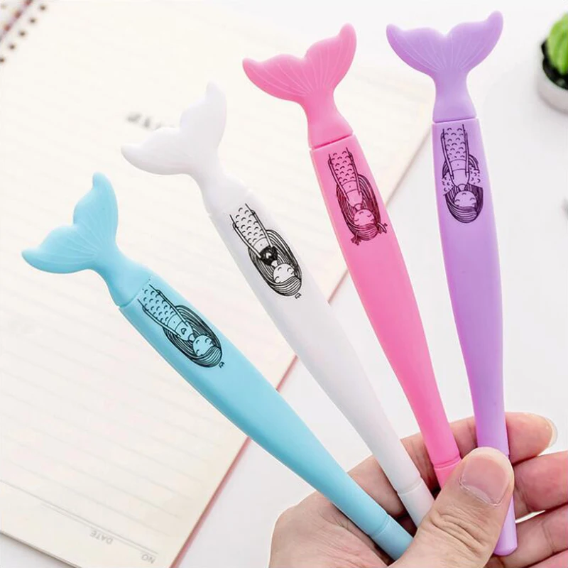 

Colored Fishtail Shape Gel Pen DIY Office Stationery and School Supplies Smooth Writing Black and Blue Ink 0.38mm Pen 1PCS