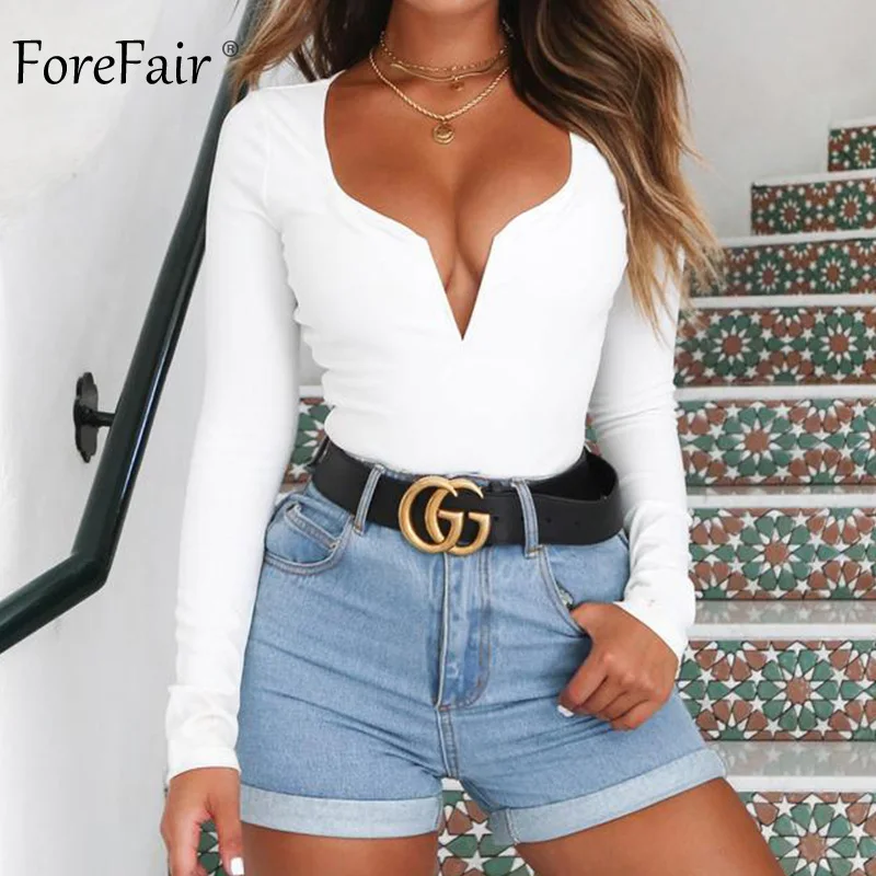 Forefair Long Sleeve Sexy Bodysuit Black Red (10)