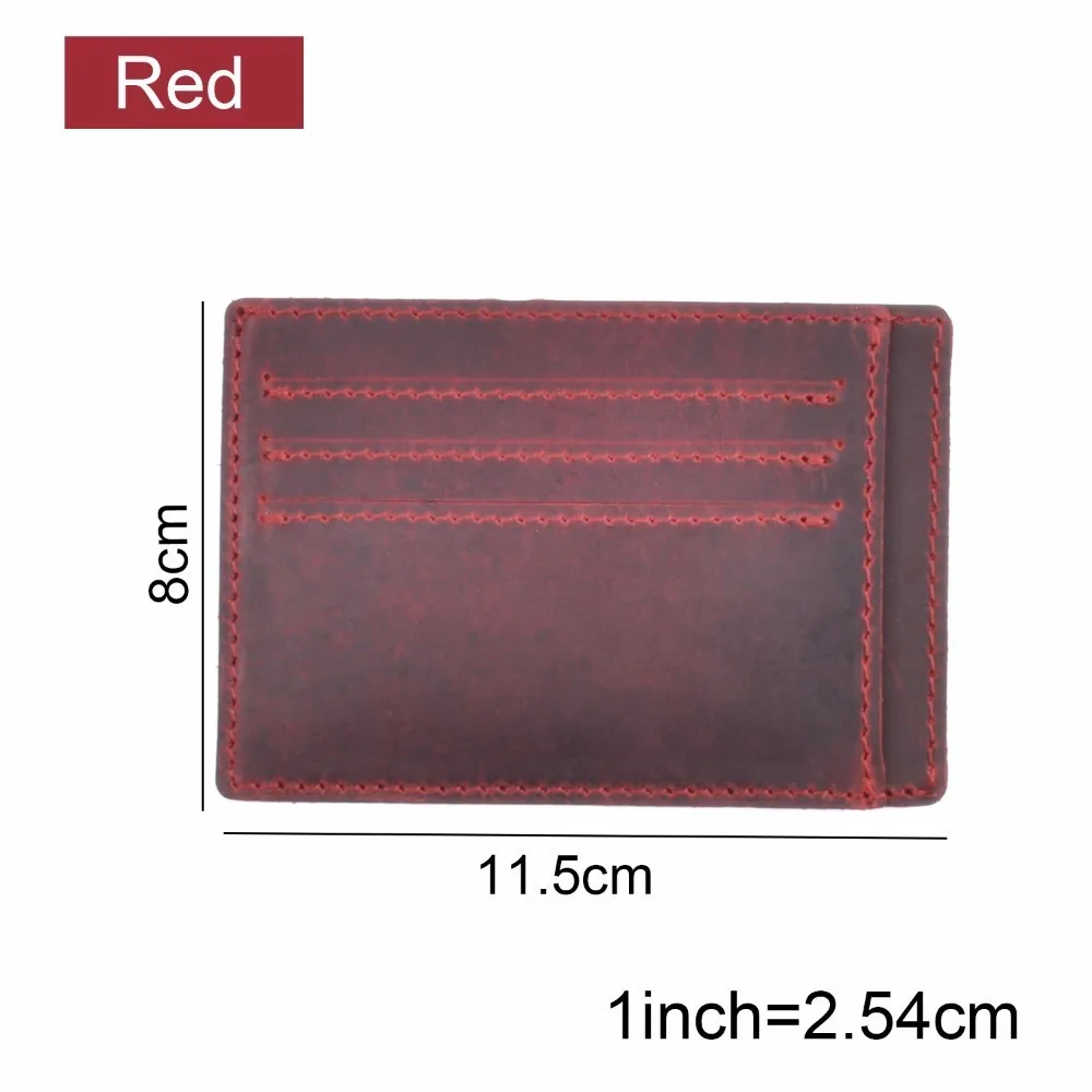 Новое поступление мужской кредитный ID держатель для карт s винтажный дизайн натуральная кожа держатель для банковской кредитной карты бизнес унисекс тонкий кошелек - Цвет: Red