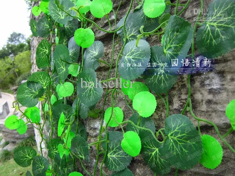  Length of 250 cm Artificial Silk begonia Simulation Climbing Vines Green Leaf Ivy Rattan for Home Decor Bar Restaurant Decoration