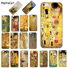 Maiyaca o beijo gustav klimt pintura preta caso de telefone capa para iphone 8 12pro 6s plus x xs max xr 5S 11pro max caso escudo