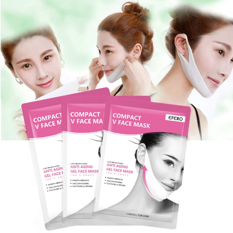 

2Pcs Lifting Face Mask V Shape Face Slim Double Chin Check Neck Lift Peel-off Mask V Shaper Face Slimming Bandage Mask Skin Care