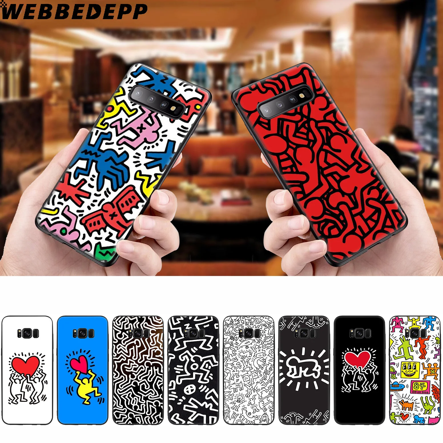 WEBBEDEPP Keith Haring Funny Soft Case for Samsung Galaxy S10 S10e S9 S8 Plus S7 S6 Edge &amp J6 2018 Note 10 9 8 |