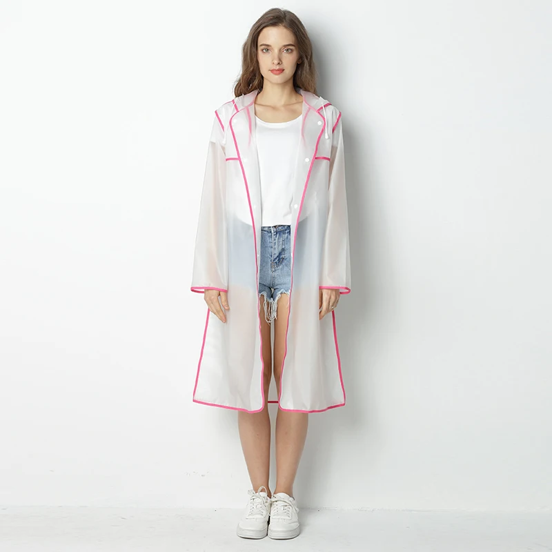 

Transparent Raincoat Runway Style Women Girls Clear Fashion Rain Coat Jacket New