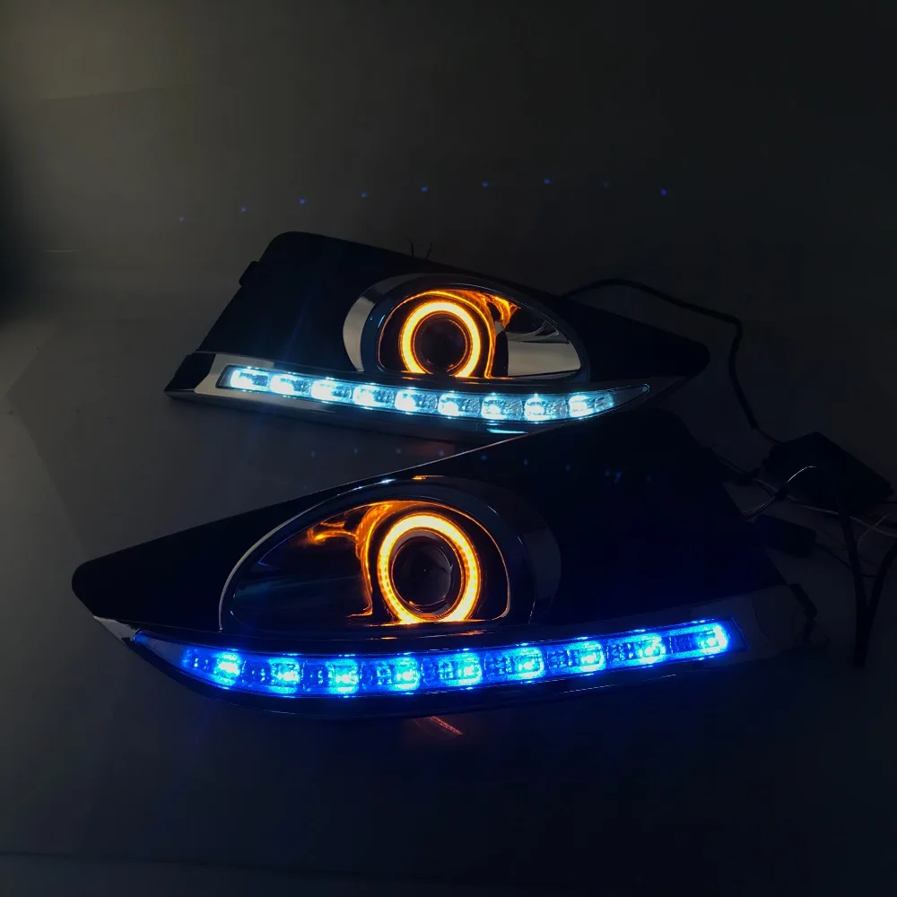 RQXR противотуманная фара вождение свет в сборе для Chevrolet Aveo cob Ангел глаз светодиодные дневные ходовые огни поворотов синий ночной режим