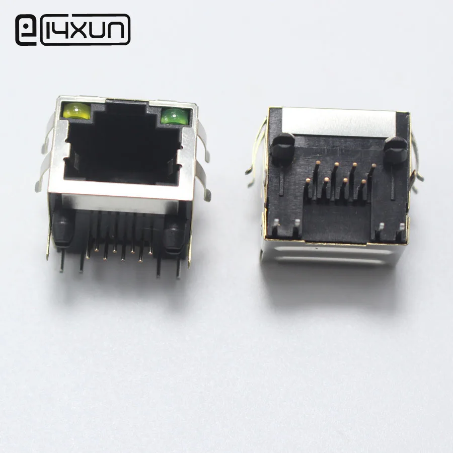 

2PCS Right Angle RJ45 Modular Network PCB Jack 56 8P LAN Connector Shielded with LED Lamp & Shrapnel