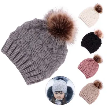

Cute Kids Girl&Boy Knit Hat Baby Winter Warm Crochet Beanie Cap Toddler Hat 5 Colors New Arrival
