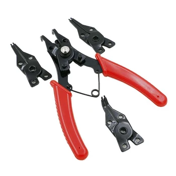 

4 in 1 Circlip Snap Ring Plier Four Headed Pliers Fastener Shaft Used Spring Disassembly Puller Springs Multitool Pliers Set