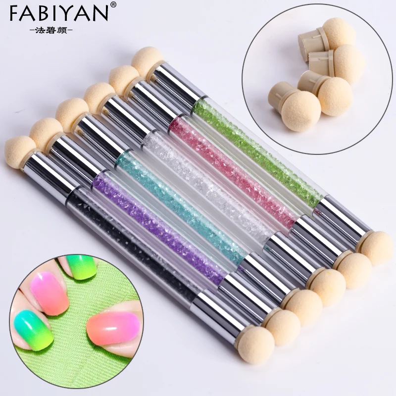

Set With 4 Replace Sponge Heads Nail Art Gradient Brush Pen Painting Dotting Double End Tips DIY Rhinestone Handle Manicure Tool