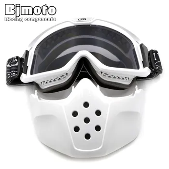 

BJMOTO Motorcycle Face Mask Dust Mask with Detachable Goggles And Mouth Filter for Modular for Open Face Moto Vintage Helmets