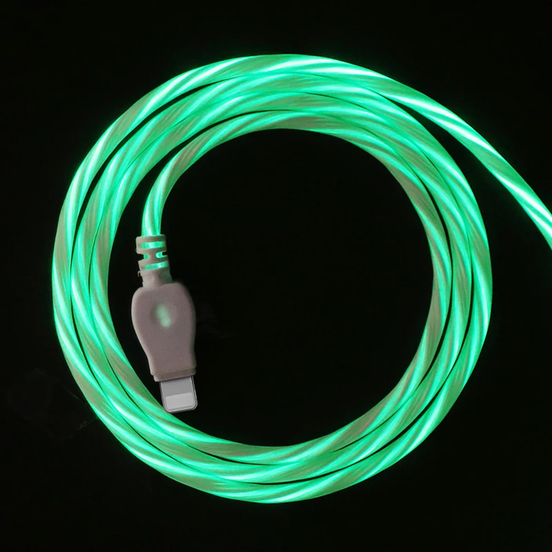 Белый Светодиодный светящийся зарядный usb-кабель для зарядки iPhone 6S 6 S 7 8 Plus X XR XS Max 5 5S SE iPad Phone - Цвет: Белый