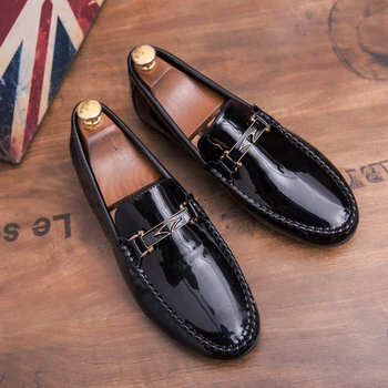 

2019 Fashion Bright Leather Peas Shoes Men Loafers Casual Men Shoes Men's Moccasins Driving Erkek Ayakkabi Tenis Masculino