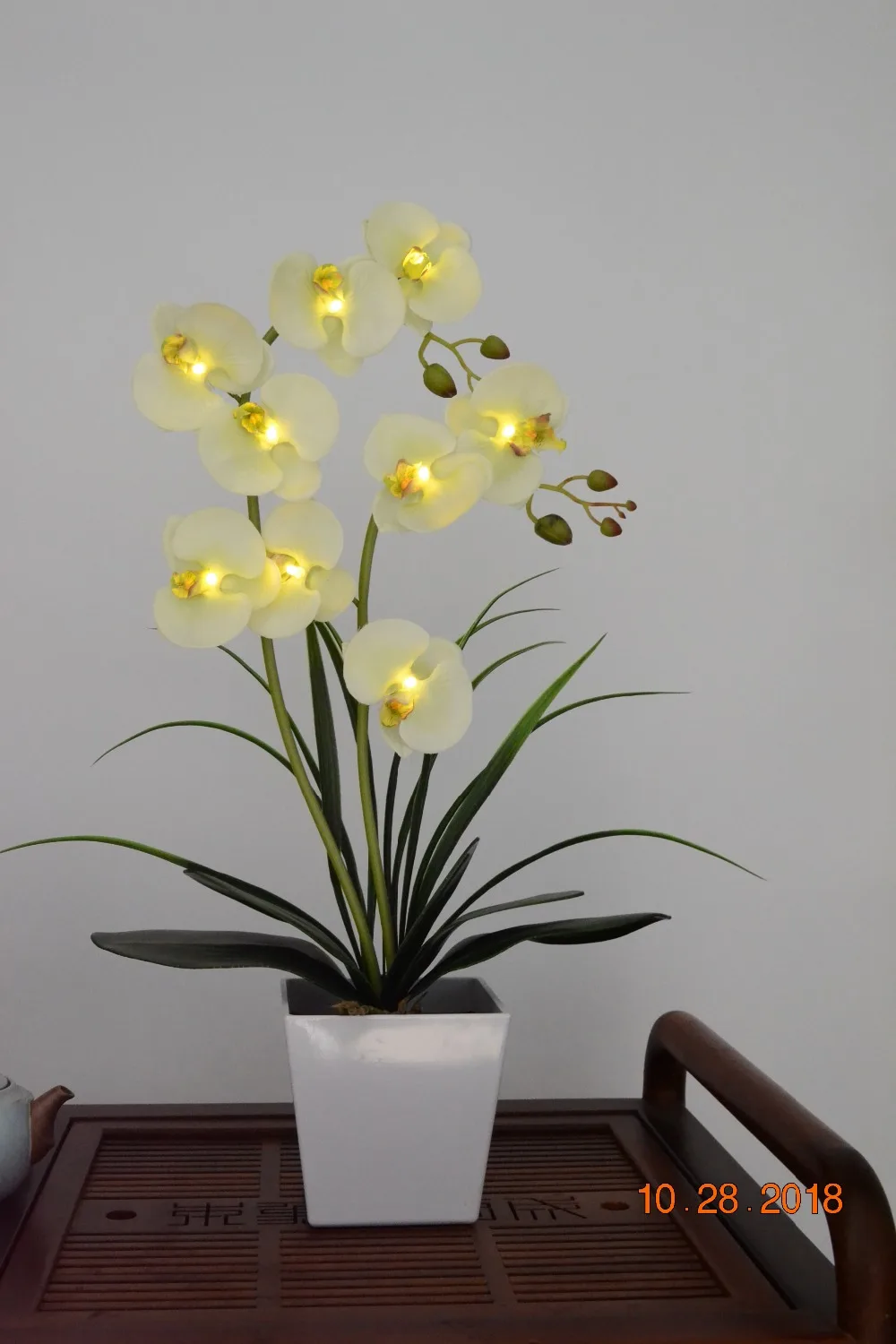 9 bateria led iluminado flor phalaenopsis orquídea