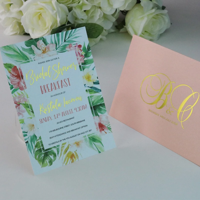 us 124 99 50 personalized flowers and foiled wedding invitation cards with custom printing inserts envelopes in cards invitations from home wedding invitation card inserts