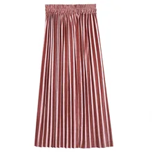 Модные Женские Плиссированные Юбки-миди с завышенной талией, расклешенные короткие юбки LF88