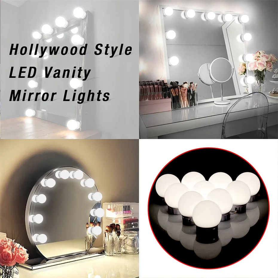 

LED 2 6 10 14 Light Bulbs For Mirrors Dressing Table USB 5V Vanity Mirror Lights Touch Dimmable Wardrobe Bathroom Makeup Lamp