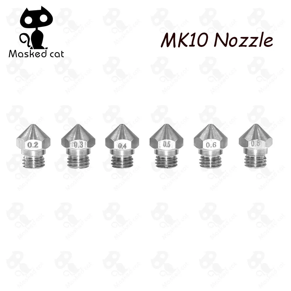 

5pcs New Arrival 3D Printer Nozzle M7 Stainless Steel MK10 Nozzle 0.2/0.3/0.4/0.5/0.6/0.8mm for 1.75mm 3D Printer Parts