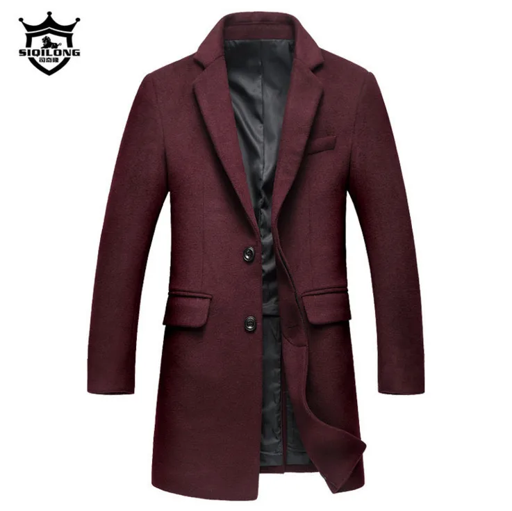 

Winter wool coat Men Business casual Middle-long trench coat High quality Turn-down Collar fashion Woolen Coat men's clothing