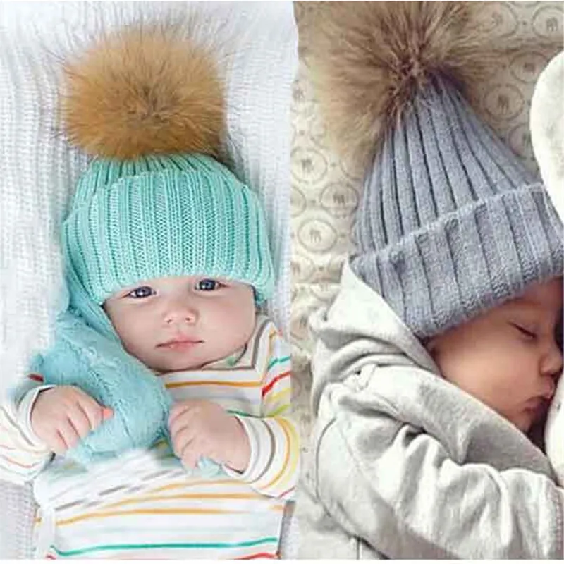 Детская Зимняя шерстяная вязаная шапка для новорожденных детей, Шапка-бини с двумя двойными шапочками для милых мальчиков и девочек# Y1