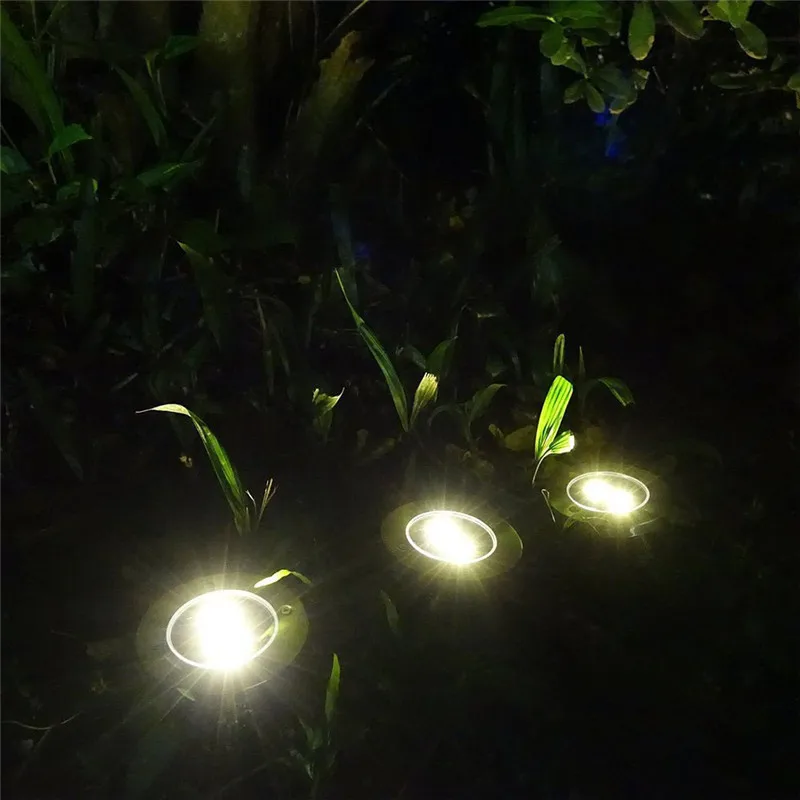 4PCS LED Solar Underground Light Stainless Steel Outdoor Solar Buried Floor Lights Outdoor Waterproof Garden Path Lawn Lamp