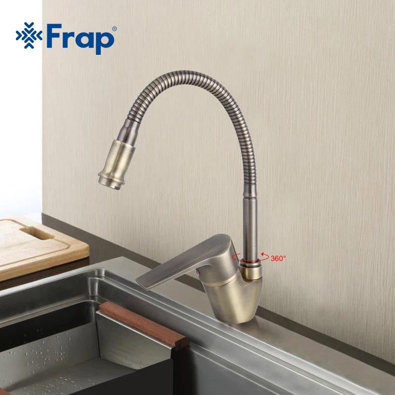  Frap Antique Style Bronze Kitchen Faucet Cold and Hot Water Mixer Tap Torneira Cozinha Flexible Nos - 32772493617