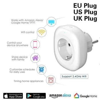 

Smart Socket EU Power Plug Wifi Smart Plug Adapter US UK Power on and off With Google Home Mini Alexa Wifi Wireless Remote