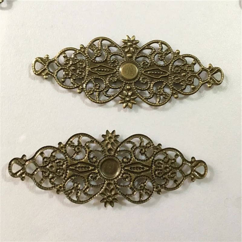 

Filigree Flower Wrap Connector Findings Hollow Out Cabochon Settings Connectors For Jewelry Making,Bronze Tone,10Pcs