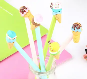 

creative ice cream cones gel Pen Ink Pen School prize Office writing Supply kawaii student Stationery black needle pen 48pc/lot