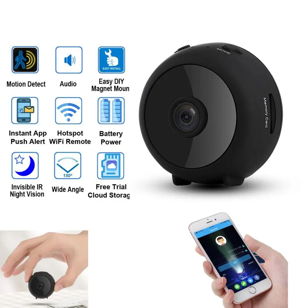 

HD Mini Wireless WiFi camera Small 1080P IP Camera Wireless Micro Video Camera DVR DV Motion Recorder Wireless IP Camera SD Card