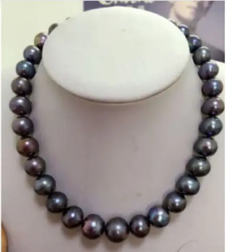 

FREE SHIPPING>@@> HUGE RARE AAA+12-13mm natural south sea black pearl necklace^^^@^Noble style Natural Fine jewe &